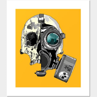 Skull with gas mask Posters and Art